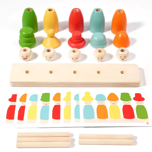 Wooden Montessori Figures – Faces & Colors