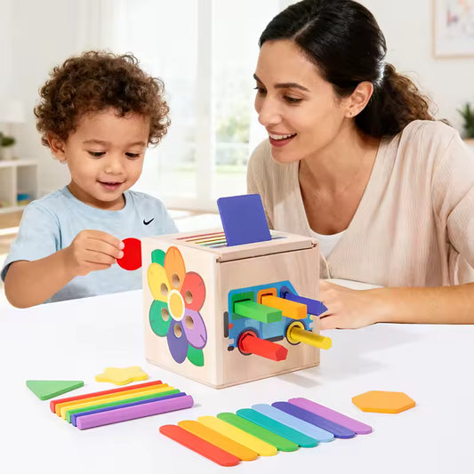 Montessori 5-in-1 Wooden Game – Sorting, Shapes & Colors