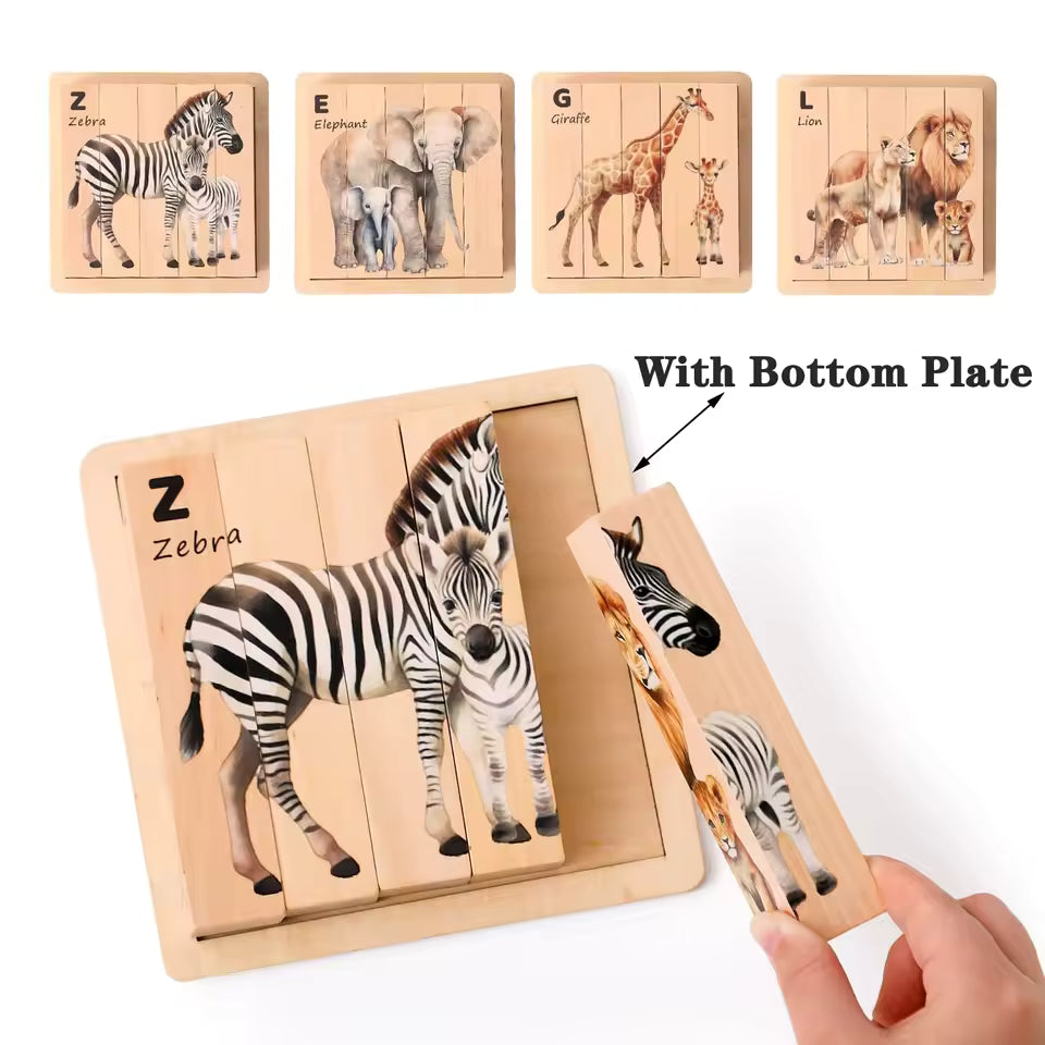 Puzzles Animaux Montessori en Bois – Lot de 4