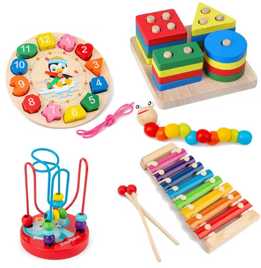 Jouet Montessori 5 Pièces – Bois Naturel