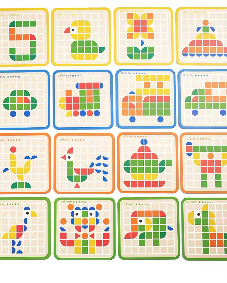 Mosaïque Montessori en Bois – Plateau Logique 120 Pièces